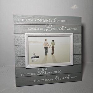 Grey Distressed Wood 4x6 Picture Frame Life Not Measured by Number of Breaths
